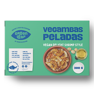 Producto sabor gamba Green leaf Taula Verda Amazing Foods Distribuidor vegano Proveedor Al por mayor Plant Based vegana