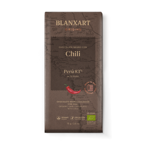 Chocolate Ecologico 83 Cacao Peru Con Chilli Blanxart Plant Based vegano Proveedor Distribuidor Espana Barcelona