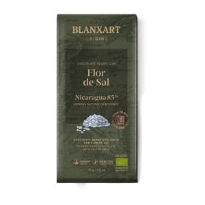 Chocolate Ecologico 85 Cacao Nicaragua Con Flor De Sal Blanxart Plant Based vegano Proveedor Distribuidor Espana Barcelona