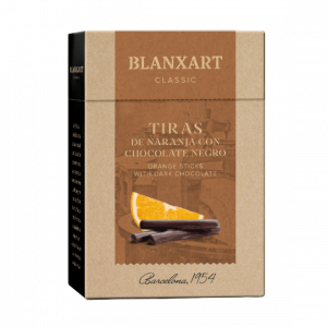 Estuche Tiras De Naranja Con Chocolate Negro Blanxart Plant Based vegano Proveedor Distribuidor Espana Barcelona